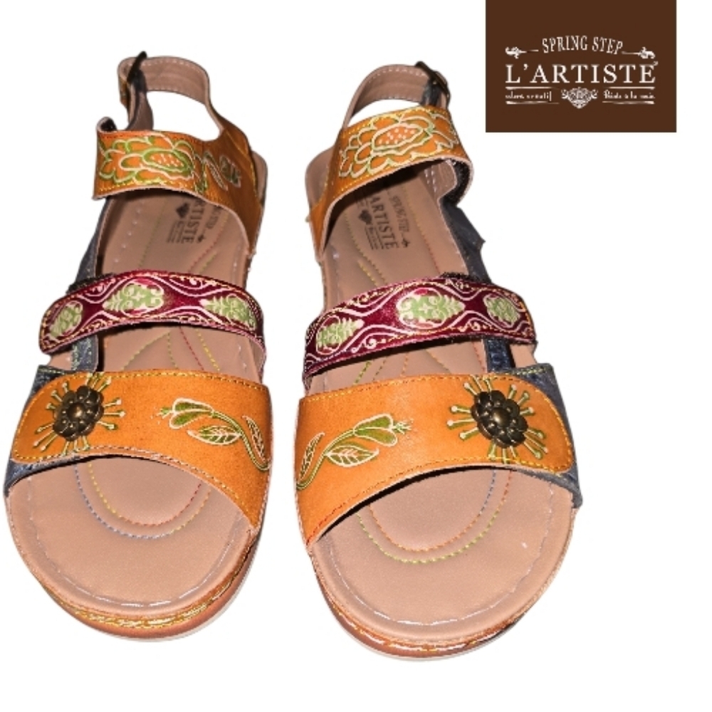 L'ARTISTE by Spring Step Sumacah Painted Leather Sandal Women's sz 41 EU/9.5 US - Picture 5 of 8